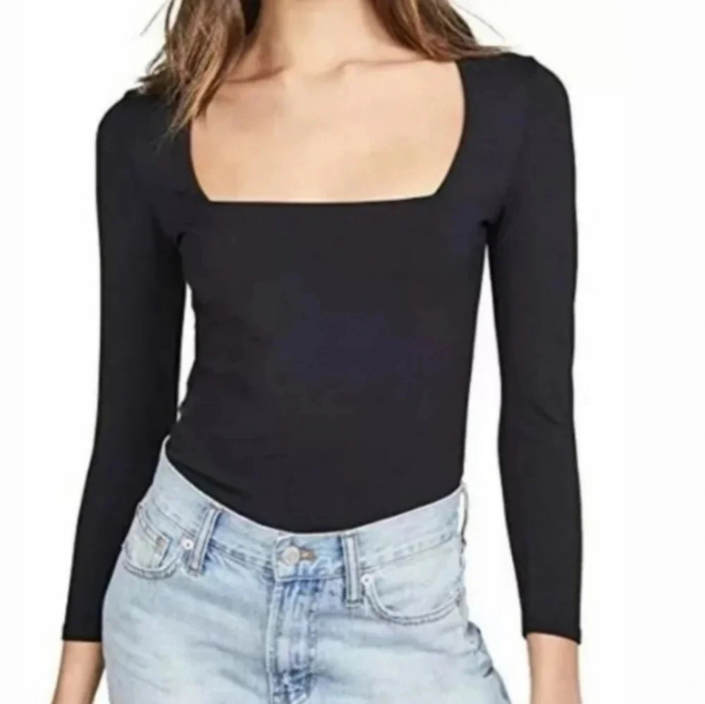 New Free People Black Truth or Square Bodysuit M